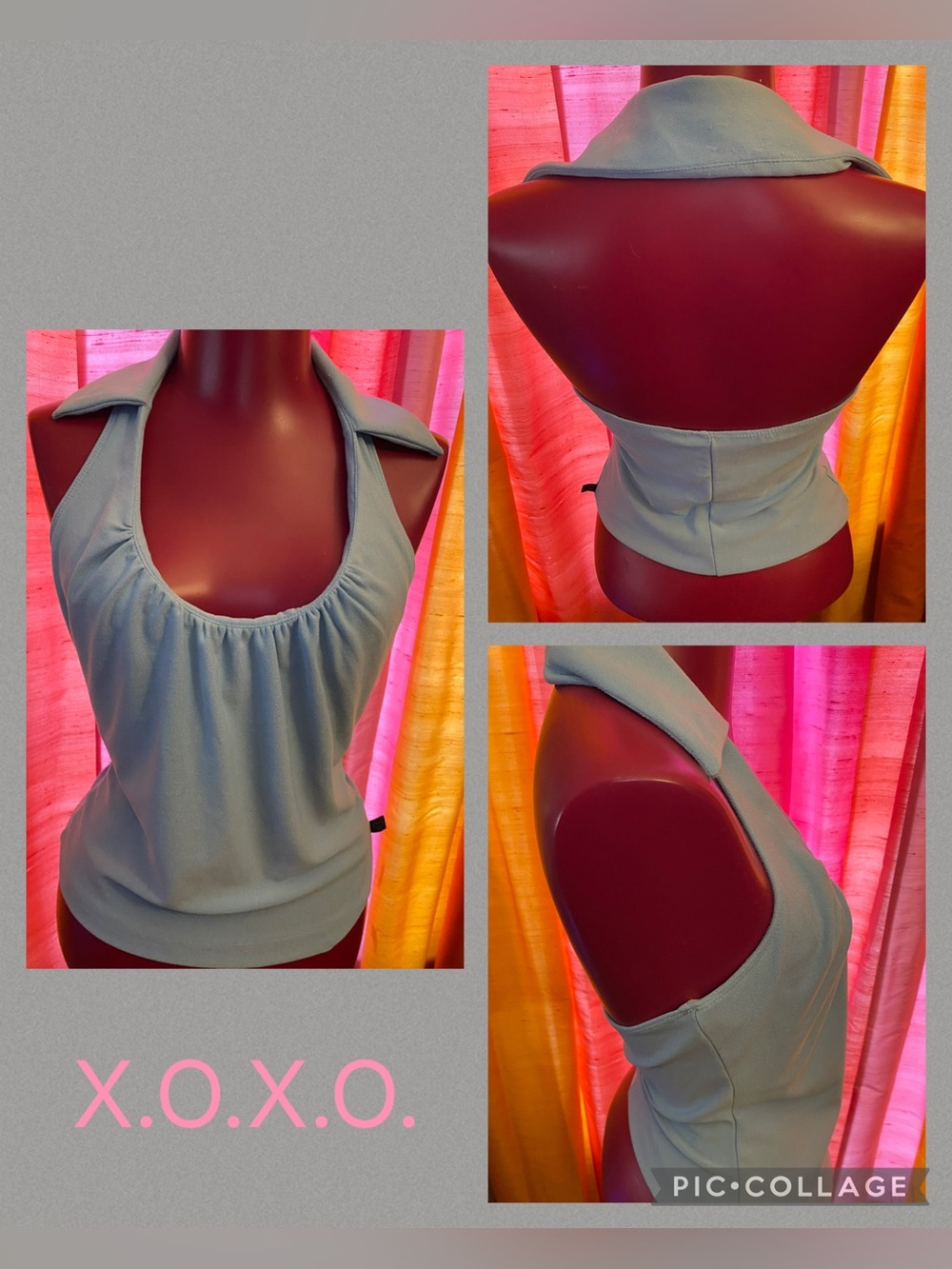 X.O.X.O powder blue Halter top (vintage 2000s) Y2K size Medium